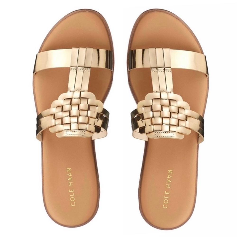 Cole Haan leather woven gold sandals women’s size 8.5